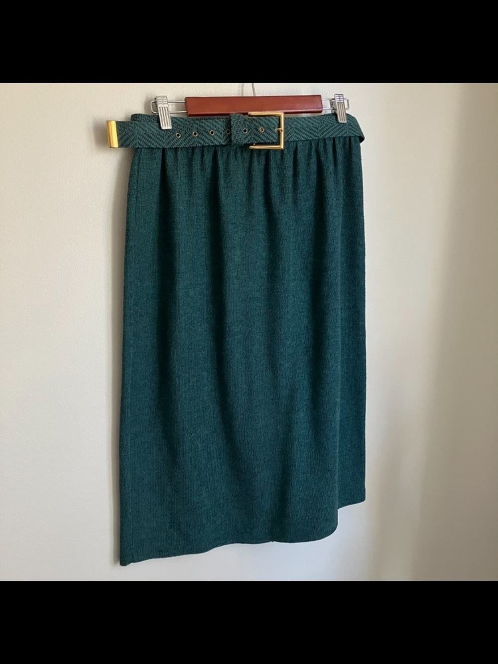 Vintage Knit Midi Skirt with Matching Belt